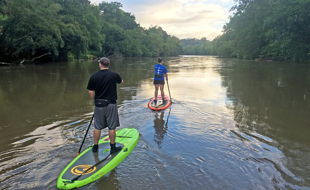 Paddleboards on river